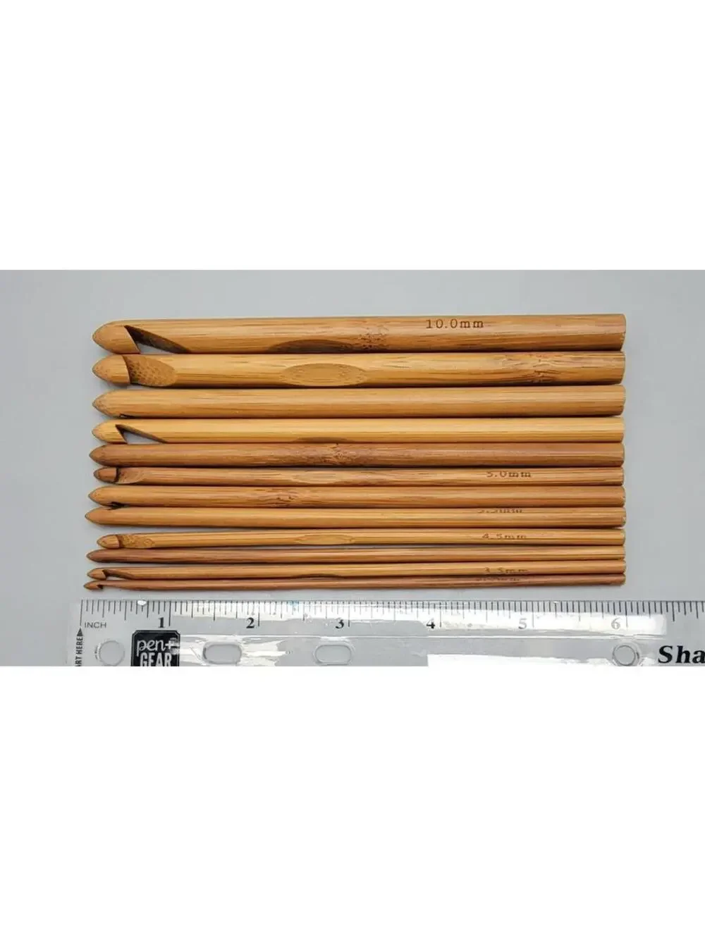 Bamboo Wooden Crochet Hook Set 12 Piece 3mm-10mm Vintage